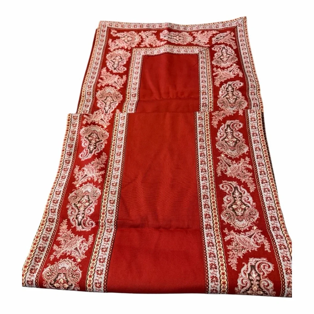 Vintage Pottery Barn Red Paisley Table Runner